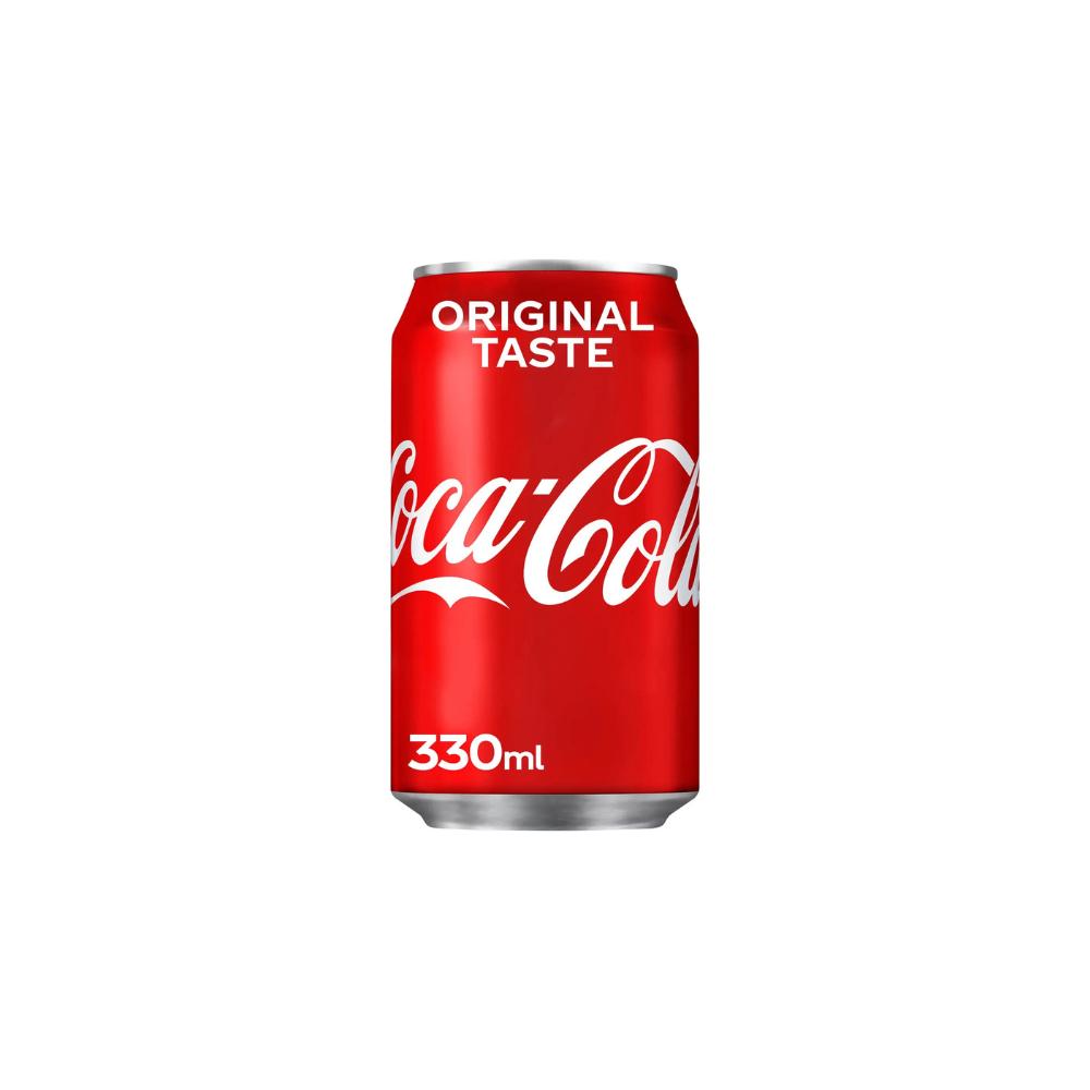 Single red Coca-Cola Original Taste 330ml can with white logo and silver top.