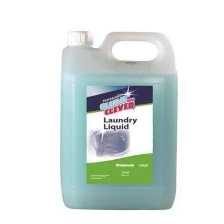 5L CLEAN & CLEVER Non Bio Laundry Liquid in a translucent blue jug with white cap and handle.
