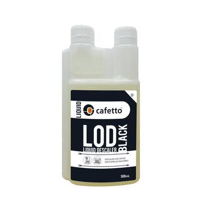 Cafetto LOD Black Liquid Descaler, 500ml white bottle with black and white label.