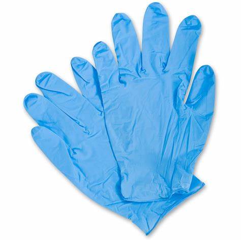 Pair of blue nitrile powder-free disposable gloves, small size.