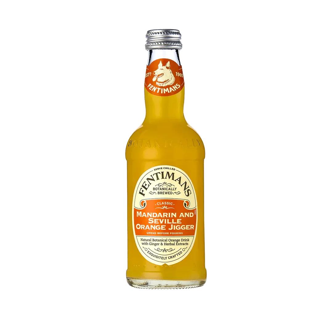 Fentimans Orange Jigger, a clear glass bottle with a silver cap and orange label.