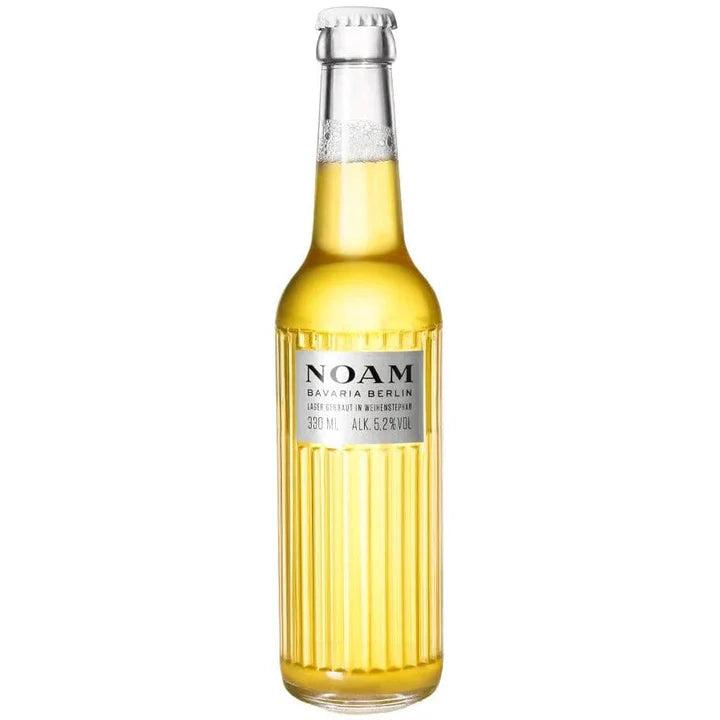 NOAM Bavarian Lager in a clear 330ml glass bottle with a silver label, 5.2% ABV.