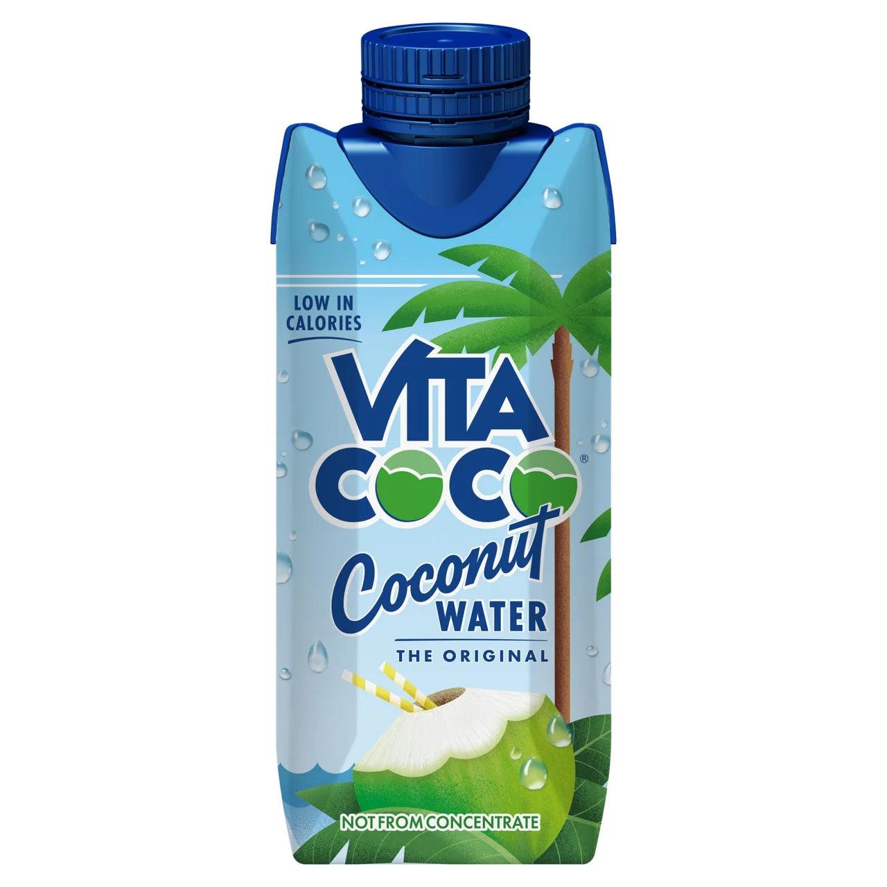 Vita Coco Original Coconut Water 330ml carton with blue cap, palm tree, and coconut design.