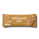 Deliciously Ella Peanut Butter Oat Bar in a brown wrapper with peanuts and a bar visible.