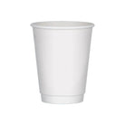 12oz white PE double wall paper cup, suitable for hot and cold liquids.