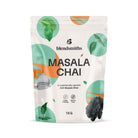 Blendsmiths Masala Chai 1kg white pouch with green and orange accents, featuring spices and a dome.