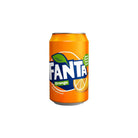 Single orange Fanta Classic 330ml can with green logo, leaf, and orange slice design.