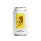 White Something & Nothing Yuzu Premium Soda can with a yellow geometric design and green plant illustration.