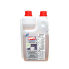 White Puly Caff Descaler Espresso 1L liquid bottle with red caps and label showing usage instructions.