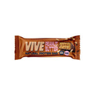 VIVE Peanut Butter Natural Protein Bar in brown wrapper, showing a cross-section of the chocolate-covered bar.