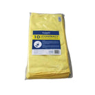 Pack of 10 yellow Ramon Contract microfibre cloths, 40x40cm, in clear plastic packaging.