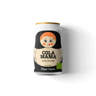 White Drink Mamas Cola Mama Organic can with a matryoshka doll design, orange hair, and "Happy Organic" text.