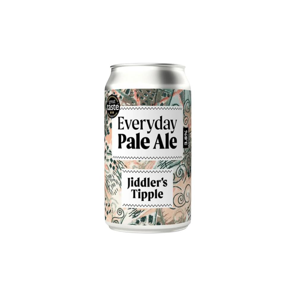 Jiddler's Tipple Everyday Pale Ale 3.8% can with abstract pink, green, and black label design.