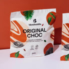White Blendsmiths Original Choc 2kg pouch with orange accents, green leaves, and cocoa bean illustrations.