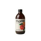 MOMO Blood Orange Kombucha bottle with a white label featuring sliced and whole blood oranges.