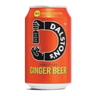 Dalston's Ginger Beer 330ml can with orange matte finish, black logo, and "NO ADDED SUGAR" label.