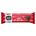 YuBi Bar Gateau Black Forest protein bar in red wrapper, showing chocolate coating and pink cherry filling.
