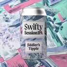 Silver can of Jiddler's Tipple Swifty Session IPA 3.4%, with a vibrant abstract label.