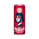 Red Karma Drinks Cherry Lee Organic Cherry Soda can with a stylized woman in sunglasses.