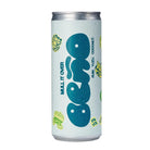 MULL IT OVER BEÑO rum, yuzu, coconut water can with blue logo, green characters, and condensation.