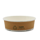 Kraft 500ml Love Nature paper bowl with recyclable and compostable labels.