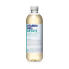 Clear plastic bottle of Vitamin Well ELEVATE Pineapple/Wild Strawberry, with a white and blue label.