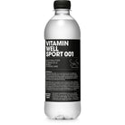 Clear Vitamin Well Sport 001 electrolyte drink bottle with black label and cap.