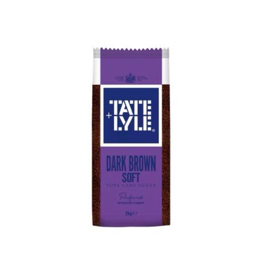 Tate & Lyle Dark Soft Brown Sugar 3kg bag, purple and white packaging with dark brown sugar visible.