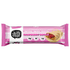 YuBi Bar Raspberry Ripple Protein Bar in pink and white striped packaging, showing a cross-section with raspberry filling and white chocolate drizzle.
