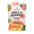 Blendsmiths Chill'd Strawberry Coconut 1kg pouch with tropical design, palm trees, and product features.