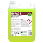 Large 5L clear plastic bottle of Impact Zesty Lemon Cleaning Gel with green liquid and white label.