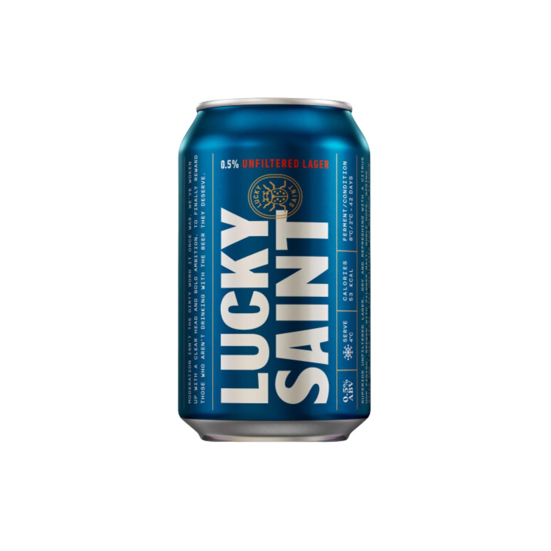 Lucky Saint 0.5% Unfiltered Lager - 24x330ml (Cans) – Mr. Lemonade