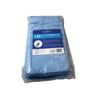 Pack of 10 blue Ramon Contract microfibre cloths, 40x40cm, in clear plastic packaging.