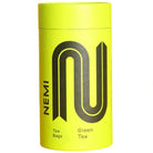 Bright yellow NEMI Tea Green Tea tube with black logo and text.