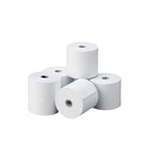 Pack of 5 white 80x80mm 1PLY thermal till rolls for POS systems.